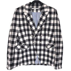 VERONICA BEARD Size 14 Miller Gingham Tweed Dickey Blazer Jacket Black White